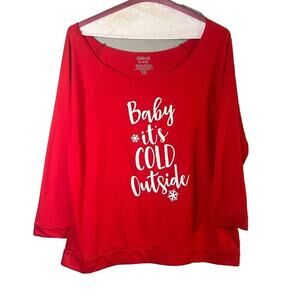 Forever Trendy Red Sweatshirt "Baby its Cold Outside" in white Collarless XXL
